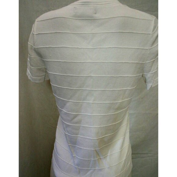 Cable & Gauge Womens White Short Sleeve V-Neck Sweater Top Size Medium - Picture 2 of 5